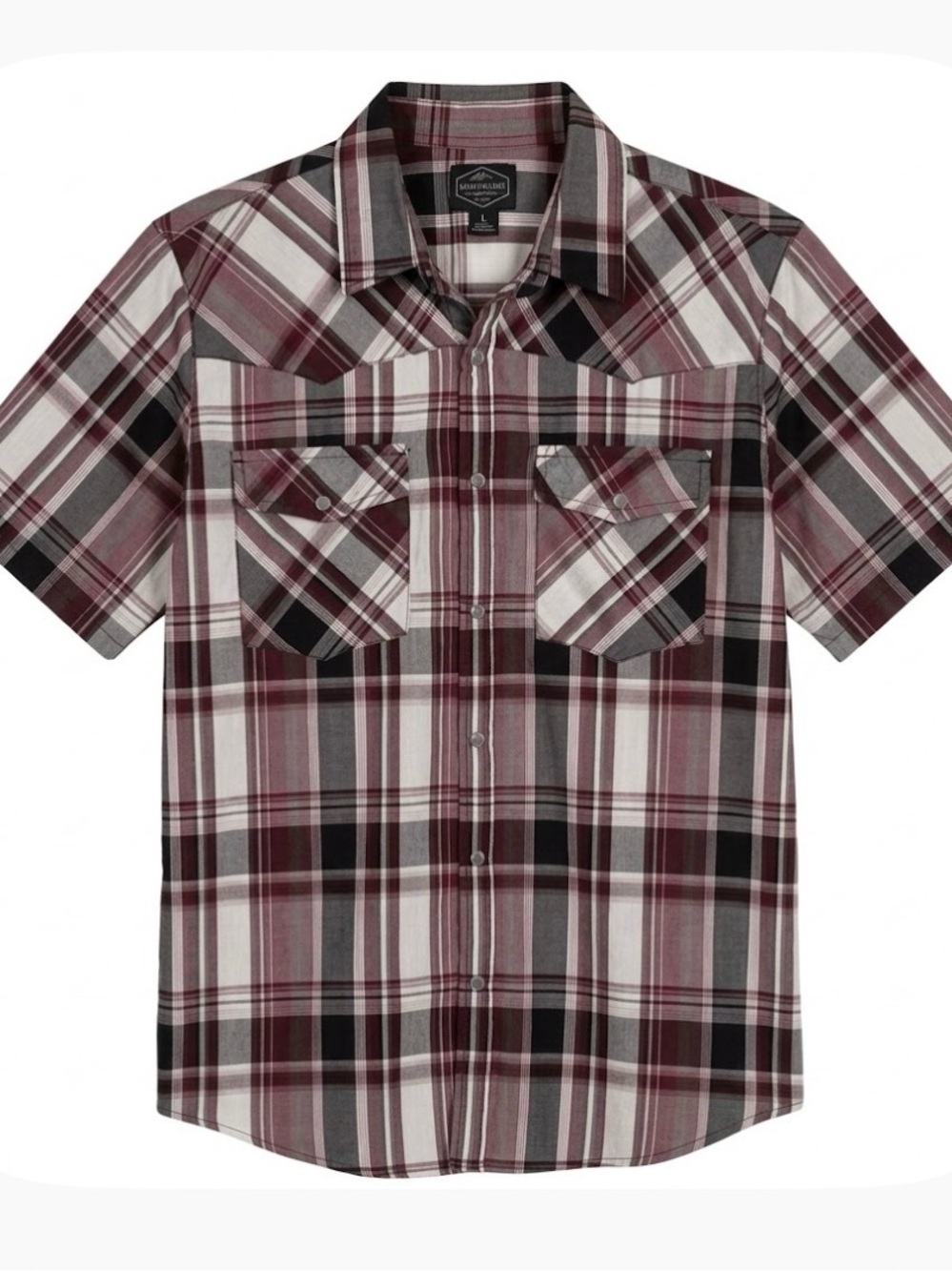 CANYON GUIDE Outfitters Plaid Casual Snap Down Shirt, Men’s L, Red Black